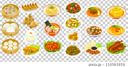 中華料理のイラストセット　3 110563859