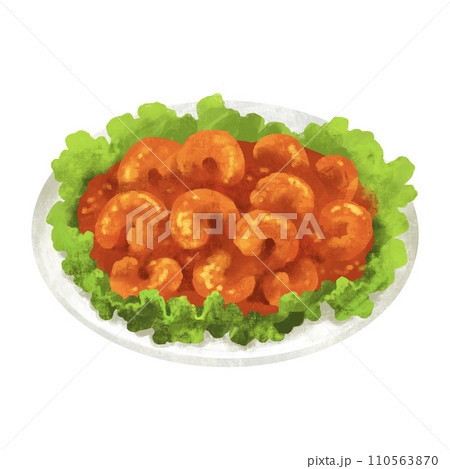 エビチリのイラスト　中華料理 110563870