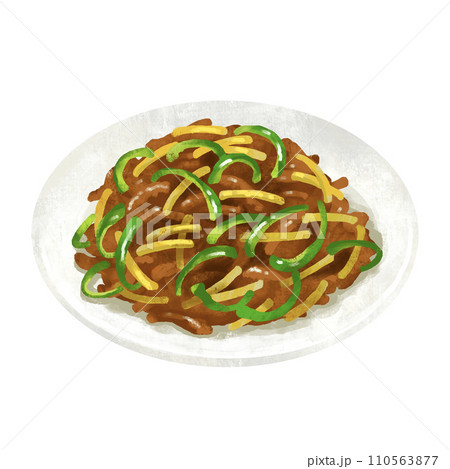 青椒肉絲　チンジャオロースのイラスト　中華料理 110563877