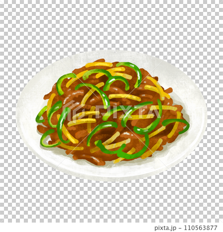 Illustration of Chinjao loin with green pepper meat, Chinese food 110563877