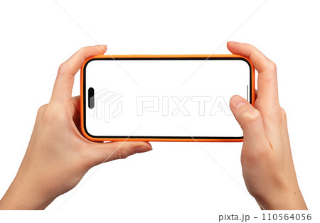 Berlin Germany December 21 2023 Hand using mobile phone, screen mockup, iphone isolated on white Berlin Germany December 21 2023 Hand using mobile phone, screen mockup, iphone isolated on white 110564056