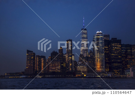 Manhattan by night from Hudson Bay Manhattan by night from Hudson Bay 110564647
