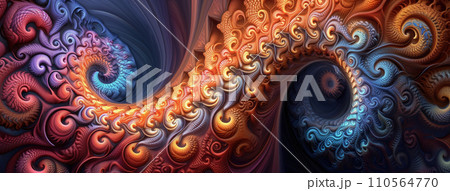AI-generated content. Abstract Background with Unusual Mystical 3D Fractal , Generative AI 110564770