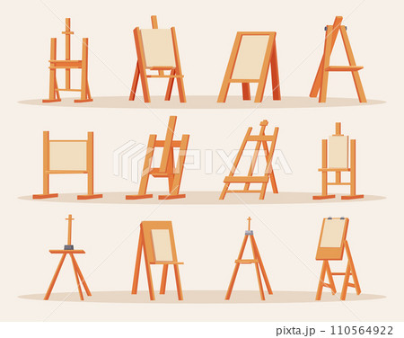 Easel. Blank canvas for painters exact vector items for drawing studio 110564922