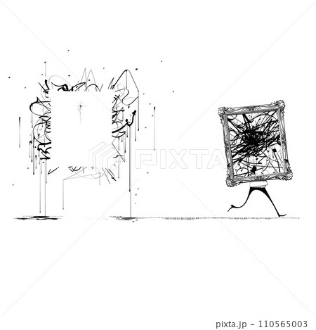 Art Remover carrying away a painting Art Remover carrying away a painting 110565003