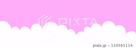 Clouds wide border. Painted white clouds on pink background. Simple vector illustration. Clouds wide border. Painted white clouds on pink background. Simple vector illustration. 110565114