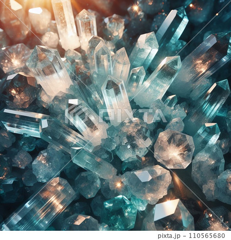 Magic aquamarin crystal on light background 110565680