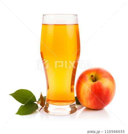 Beer or cider in tall glass with citrus on white background. Mugs with drink like Ipa, Pale Ale, Pilsner Porter or Stout 110566035