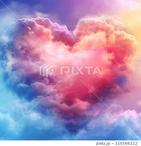 Love in the clouds. Cloudy sky. Atmospheric front in the shape of a heart, the magic of nature. Love in the clouds. Cloudy sky. Atmospheric front in the shape of a heart, the magic of nature. 110566212