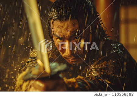 刀を構える侍　AI画像 110566388