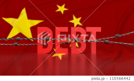 The debt on Chinese flag background for business concept 3d rendering. The debt on Chinese flag background for business concept 3d rendering. 110566442
