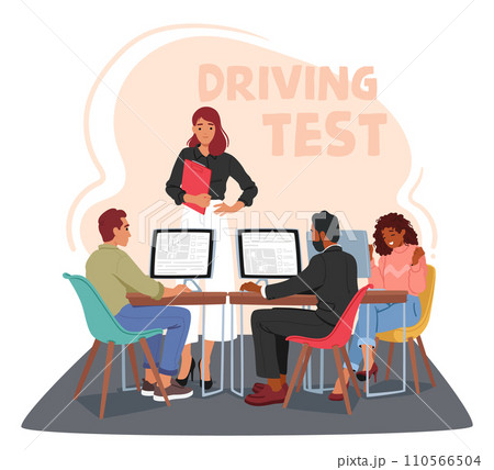 After Rigorous Training, Characters Confidently Pass Their Driving Tests At School, Demonstrating Skillful Maneuvering 110566504