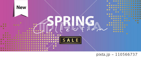 Sale banner - spring collection - new - discount banner, hearts pattern 110566737