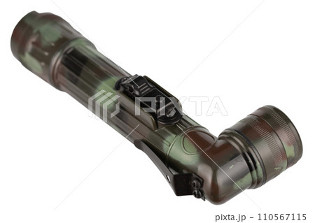 military style flashlight isolated on white military style flashlight isolated on white 110567115