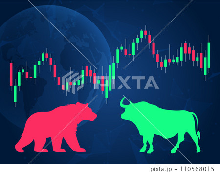 Bull bear market stock trade design. Bullish forex bearish market broker trend economic background. 110568015