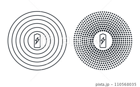 Wireless fast charging icon concept logo. Phone wireless charge electric lightning connection symbol 110568035