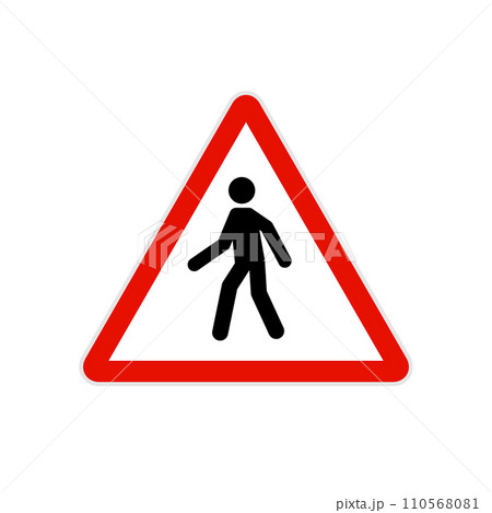 Pedestrian Crossing Warning Road Sign. Safety traffic pedestrian walk sign 110568081