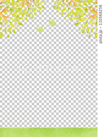 自然あふれる木と草原の背景イラスト 110568256