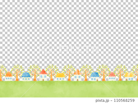 簡單可愛的城鎮景觀插畫 110568259