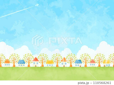 青空と町並みイラスト 青空と町並みイラスト 110568261