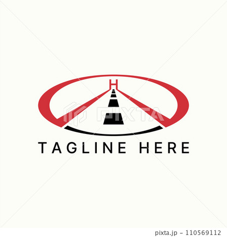 Logo design graphic concept creative premium abstract vector stock road on ellipse initial H font bridge. Related to straight driving freeway vehicle  110569112