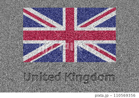 石板の上に描かれたイギリスの国旗と、掘ったような「United Kingdom」の文字 石板の上に描かれたイギリスの国旗と、掘ったような「United Kingdom」の文字 110569356