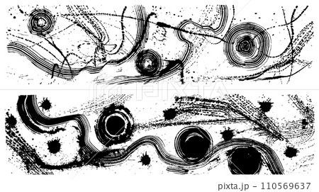 宇宙　銀河　太陽系惑星　手書きの毛筆イラスト 110569637