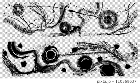 宇宙　銀河　太陽系惑星　手書きの毛筆イラスト 110569637
