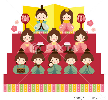 ひな壇のイラスト　ひなまつり 110570262