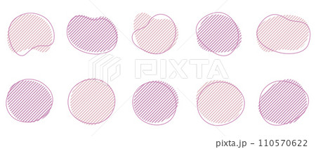 ストライプのシェイプのフレーム　液体の抽象的なゆるいフレーム　　ベクター 　紫　ピンク 110570622