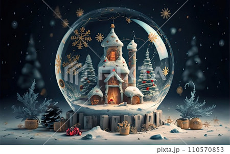 Crystal ball with Christmas decorations Crystal ball with Christmas decorations 110570853