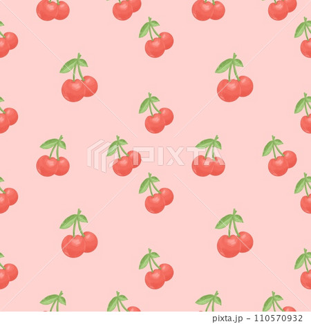 Seamless pattern of Cherry on a pink background 110570932