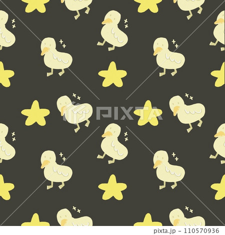 Seamless pattern of cute duck on a black background Seamless pattern of cute duck on a black background 110570936