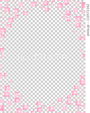 Hand-drawn floral pattern frame/background material/white background (vertical orientation) 110572162