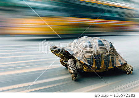 A turtle that fast runs in blur background .generative AI 110572382