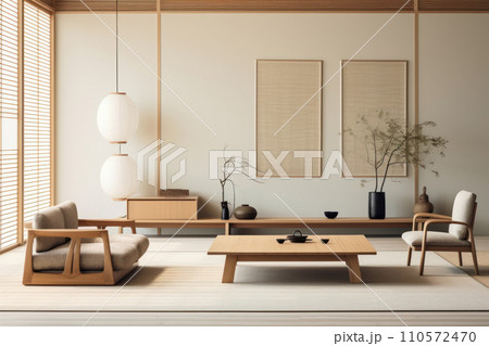 Japan minimalist interior design furniture and background Japan minimalist interior design furniture and background 110572470