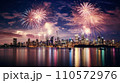 Beautiful fireworks night in the city of celebration Australia 110572976