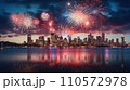 Beautiful fireworks night in the city of celebration Australia 110572978