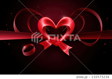 a heart shape ribbon red heart Generative AI 110573238