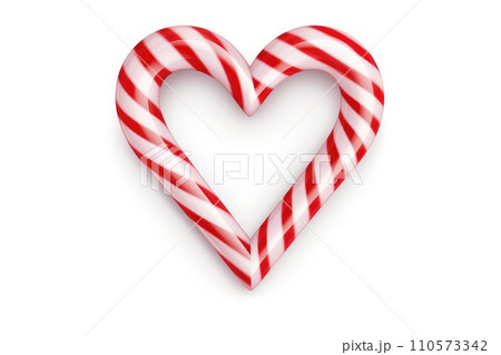 Candy Canes Forming Heart Shape on White Background - Generative AI 110573342