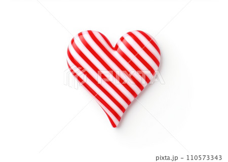 Candy Canes Forming Heart Shape on White Background - Generative AI 110573343