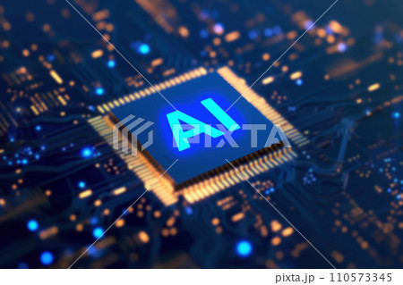 AI text on CPU Circuit board, Artificial Intelligence concept. AI generative 110573345