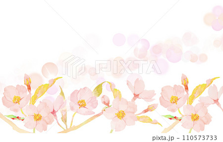 水彩で描いた桜のイラスト背景素材 110573733