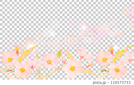 水彩で描いた桜のイラスト背景素材 110573733