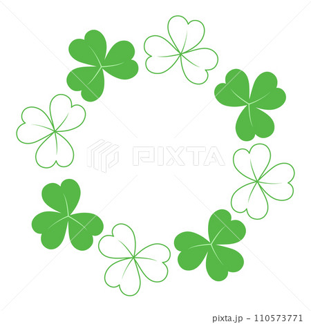 Abstract shamrock frame with top and bottom border in trendy green. Concept for St. Patrick greeting 110573771