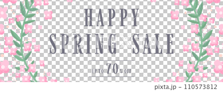 春セール向け 広告テンプレート/手描きの草花フレーム(バナー向け横長) 春セール向け 広告テンプレート/手描きの草花フレーム(バナー向け横長) 110573812