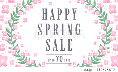 春セール向け 広告テンプレート/手描きの草花フレーム(横向き16:9) 春セール向け 広告テンプレート/手描きの草花フレーム(横向き16:9) 110573817