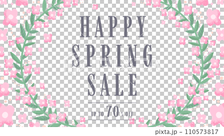 春セール向け 広告テンプレート/手描きの草花フレーム(横向き16:9) 春セール向け 広告テンプレート/手描きの草花フレーム(横向き16:9) 110573817