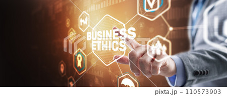 Business man writing business ethic concept on virtual screen Business man writing business ethic concept on virtual screen 110573903