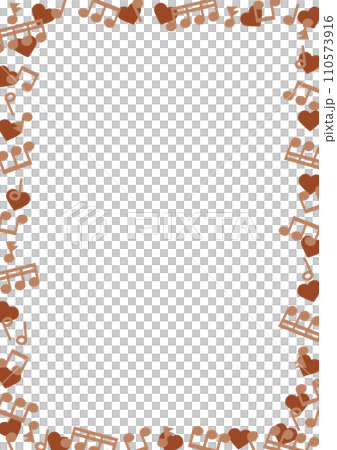 Cute heart and musical note Valentine's frame (brown) A3 size vertical Cute heart and musical note Valentine's frame (brown) A3 size vertical 110573916
